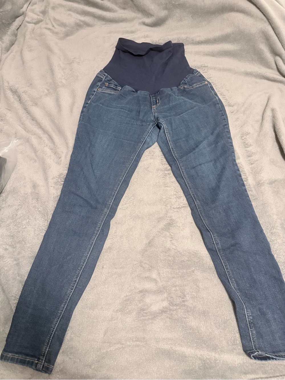 Indigo Blue Women's Maternity Jeggings in Dark Blue with Navy Panel